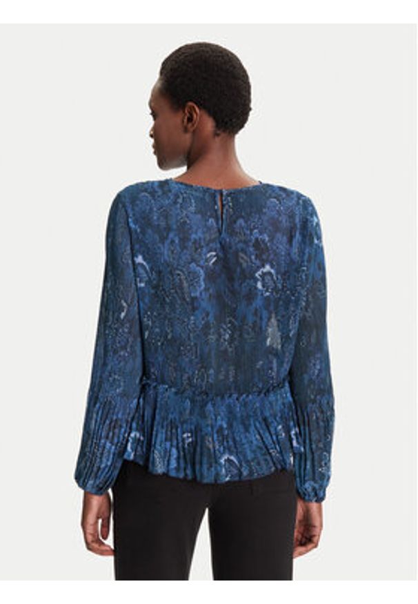 Desigual Bluzka Plise 25WWBW09 Granatowy Regular Fit. Kolor: niebieski. Materiał: syntetyk