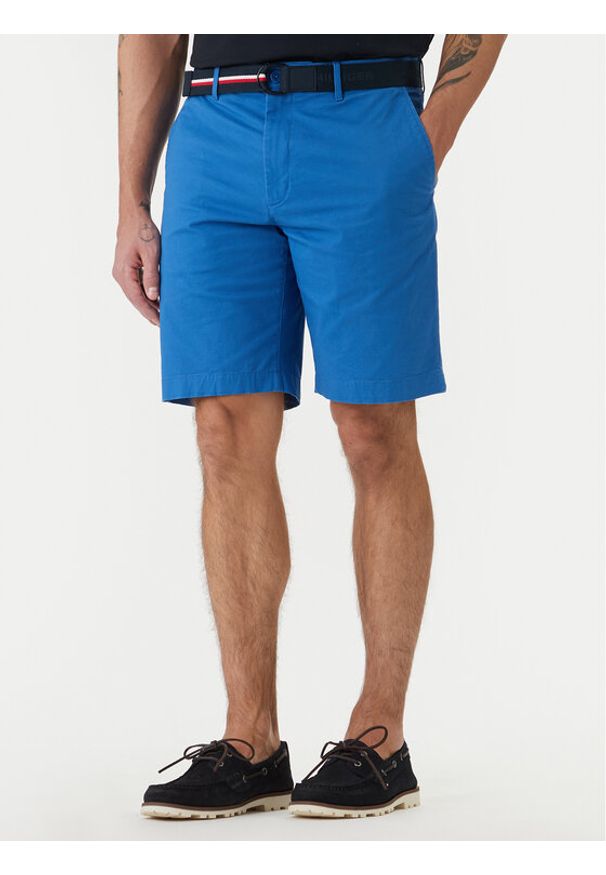 TOMMY HILFIGER - Tommy Hilfiger Szorty materiałowe Denton MW0MW42349 Niebieski Slim Fit. Kolor: niebieski. Materiał: bawełna