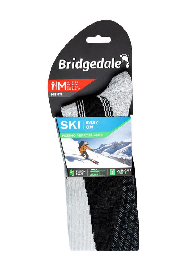 BRIDGEDALE - Skarpety męskie narciarskie Bridgedale Ski Easy On Merino P - black/l. grey. Kolor: szary. Sport: narciarstwo