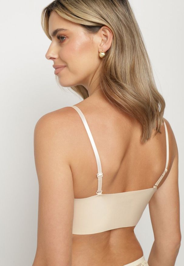 Born2be - Beżowy Biustonosz Push Up Zapinany z Przodu Pariri. Kolor: beżowy. Rodzaj stanika: push-up