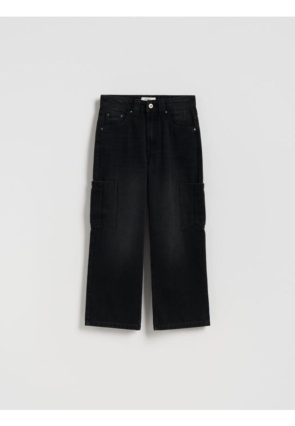 Reserved - Jeansy baggy - czarny. Kolor: czarny