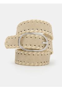 Sinsay - Pasek z plecionym wykończeniem i owalną klamrą - kremowy. Kolor: kremowy #1