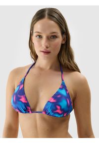 4f - 4F Góra od bikini damska - multikolor M. Kolor: wielokolorowy. Materiał: materiał, włókno, syntetyk, elastan. Wzór: nadruk