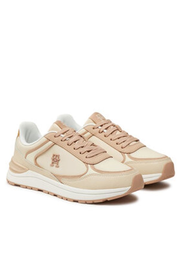 TOMMY HILFIGER - Tommy Hilfiger Sneakersy FW0FW08325 Beżowy. Kolor: beżowy. Materiał: skóra