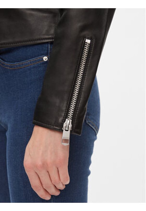 TOMMY HILFIGER - Tommy Hilfiger Kurtka skórzana Perfecto WW0WW39943 Czarny Slim Fit. Kolor: czarny. Materiał: skóra