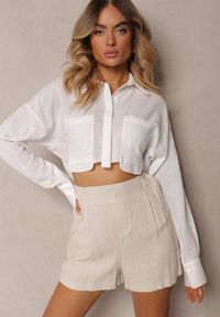 Renee - Biała Casualowa Krótka Koszula Zapinana na Guziki Tiamavona. Okazja: na co dzień. Kolor: biały. Długość: krótkie. Styl: casual