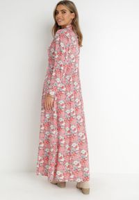 Born2be - Różowo-Czerwona Sukienka Koszulowa Fabillus. Okazja: na spacer. Kolor: różowy. Wzór: kwiaty. Typ sukienki: koszulowe. Materiał: tkanina. Długość rękawa: długi rękaw. Sezon: wiosna, lato. Styl: klasyczny, boho. Długość: maxi #5