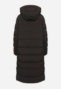 Born2be - Czarna Długa Kurtka z Kapturem Ściągaczami i Dołem Zapinanym na Napy Sialinnor. Okazja: na co dzień. Typ kołnierza: kaptur. Kolor: czarny. Materiał: jeans. Długość: długie. Styl: casual, elegancki #4