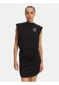 Just Cavalli Sukienka codzienna 78PAOE11 Czarny Regular Fit. Okazja: na co dzień. Kolor: czarny. Materiał: bawełna. Typ sukienki: proste. Styl: casual