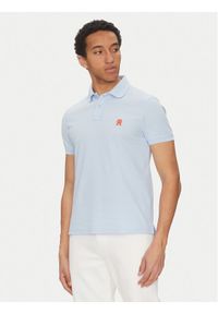 TOMMY HILFIGER - Tommy Hilfiger Polo MW0MW33167 Błękitny Regular Fit. Typ kołnierza: polo. Kolor: niebieski. Materiał: bawełna
