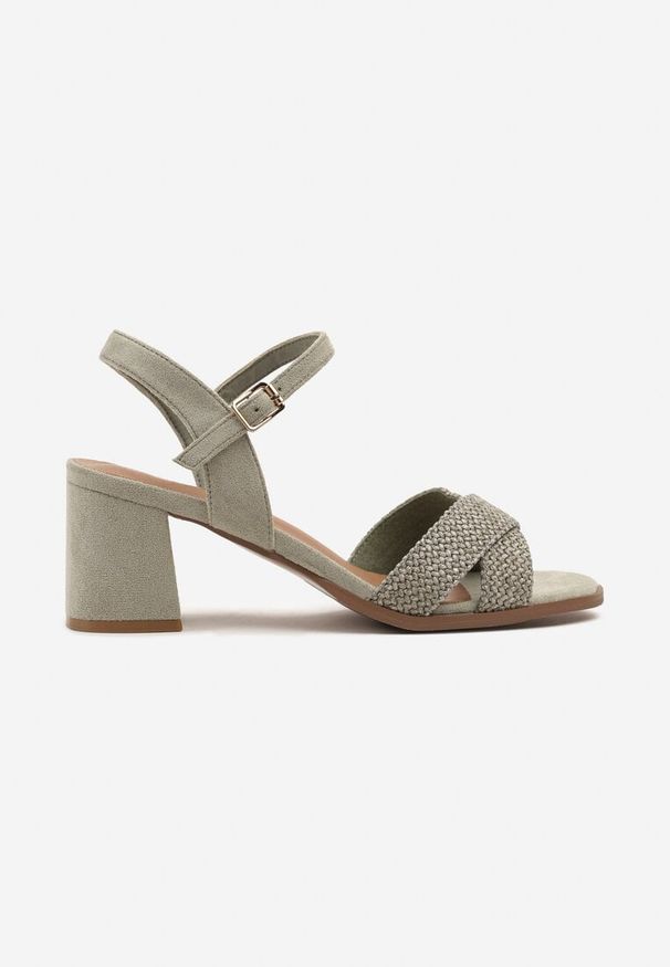 Born2be - Zielone Sandały na Obcasie z Plecionymi Paskami Mevonelle. Okazja: na co dzień. Zapięcie: pasek. Kolor: zielony. Sezon: lato. Obcas: na obcasie. Styl: casual, elegancki. Wysokość obcasa: średni