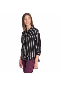 Lee - LEE BLOUSE DAMSKA KOSZULA MATERIAŁOWA W PASKI BLACK L46PAC01. Materiał: materiał. Wzór: paski