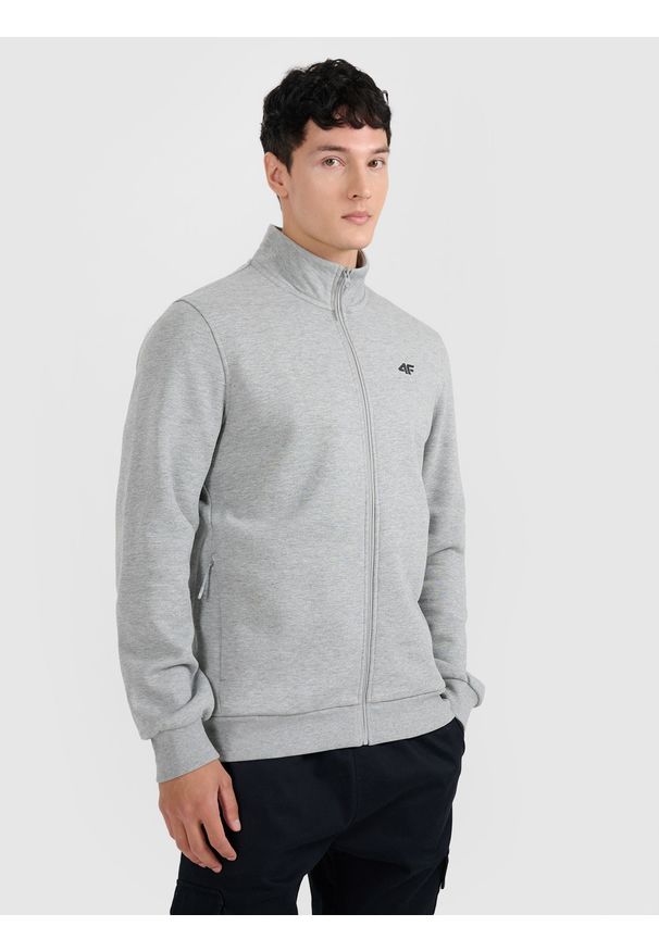 4f - 4F Bluza dresowa rozpinana bez kaptura męska - szara S. Okazja: na co dzień. Typ kołnierza: bez kaptura. Kolor: szary. Materiał: dresówka. Styl: casual