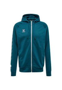 Bluza z kapturem z bawełnianym zamkiem błyskawicznym Hummel Move Grid. Typ kołnierza: kaptur. Kolor: zielony. Materiał: bawełna. Sport: fitness #1