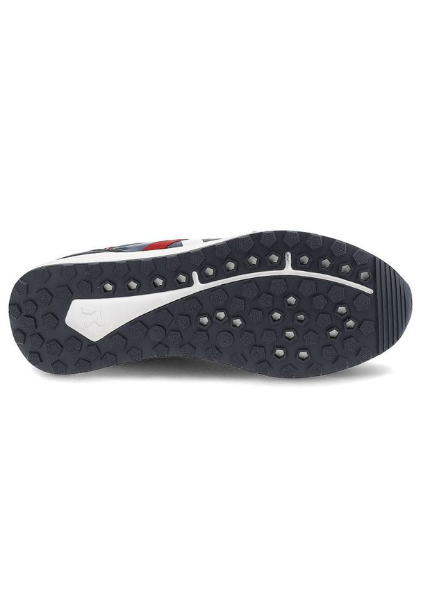 Granatowe Sneakersy Rieker Wygodne Buty Męskie. Okazja: na co dzień. Kolor: niebieski. Materiał: zamsz, materiał, tkanina. Szerokość cholewki: normalna