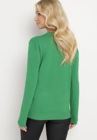 Born2be - Zielony Sweter z Kaszmirem i Naszywkami w Serca Juviena. Kolor: zielony. Materiał: kaszmir. Wzór: aplikacja #3