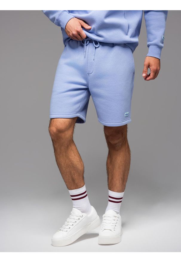 Ombre Clothing - Szorty dresowe unisex ze ściągaczem w pasie – lawendowe V9 - Rozmiar: XL/XXL. Kolor: fioletowy. Materiał: dresówka. Wzór: aplikacja. Styl: sportowy