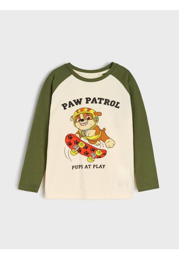 Sinsay - Koszulka z długimi rękawami PAW Patrol - kremowy. Kolor: kremowy. Długość rękawa: długi rękaw. Długość: długie