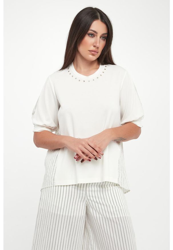 Liu Jo - T-shirt damski z cyrkoniami LIU JO