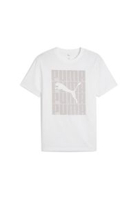 Puma - Męska koszulka Graphics PUMA Wording PUMA White. Kolor: biały. Materiał: guma. Wzór: nadruk