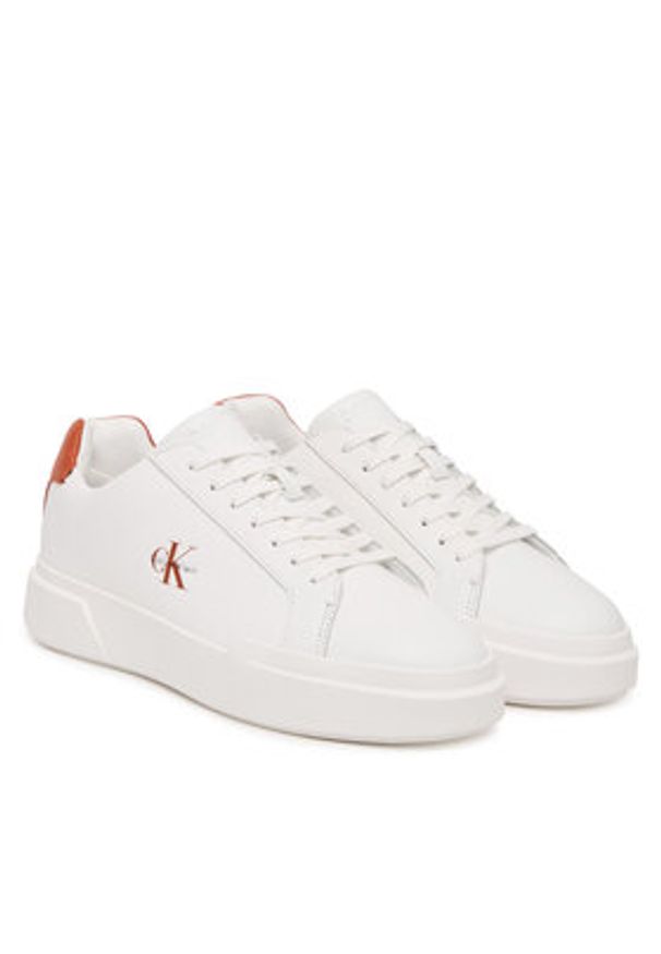 Calvin Klein Sneakersy Chunky Cupsole Laceup Lth YM0YM01344 Biały. Kolor: biały. Materiał: skóra