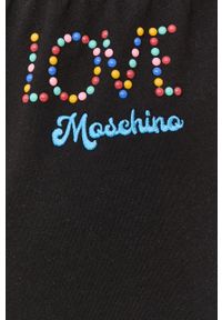 Love Moschino szorty bawełniane damskie kolor czarny z aplikacją high waist. Okazja: na co dzień. Stan: podwyższony. Kolor: czarny. Materiał: bawełna. Wzór: aplikacja. Styl: casual #5