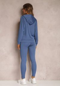 Renee - Niebieski 3-częściowy Komplet Dresowy z Legginsami Bluzą i Topem Heri. Kolekcja: plus size. Kolor: niebieski. Materiał: dresówka. Sport: fitness