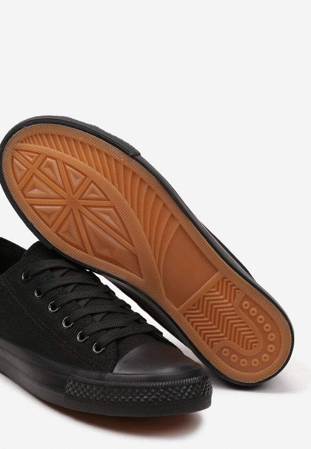 Born2be - Czarne Płaskie Niskie Trampki ze Sznurowaniem Movemia. Okazja: na co dzień. Zapięcie: sznurówki. Kolor: czarny. Materiał: jeans. Obcas: na płaskiej podeszwie. Styl: klasyczny, casual, elegancki