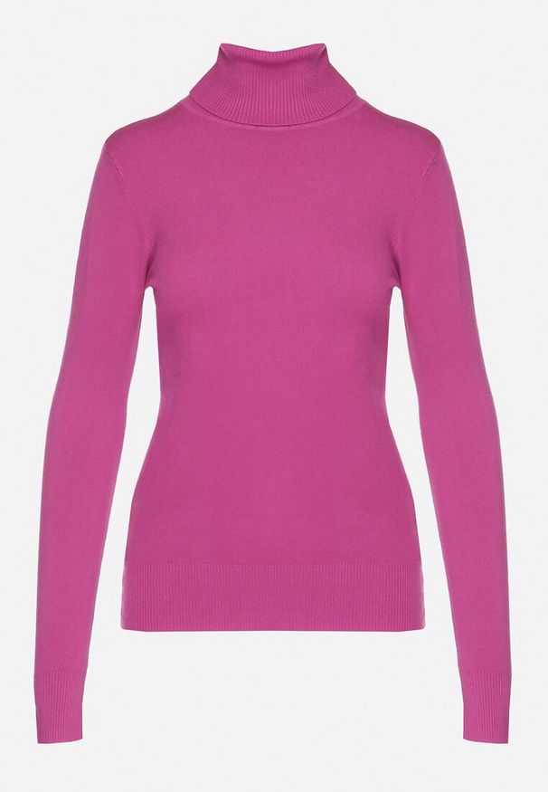 Born2be - Ciemnoróżowy Golf Sweter z Wiskozą i Kaszmirem Zailaya. Okazja: na co dzień. Typ kołnierza: golf. Kolor: fioletowy. Materiał: wiskoza, kaszmir. Styl: casual