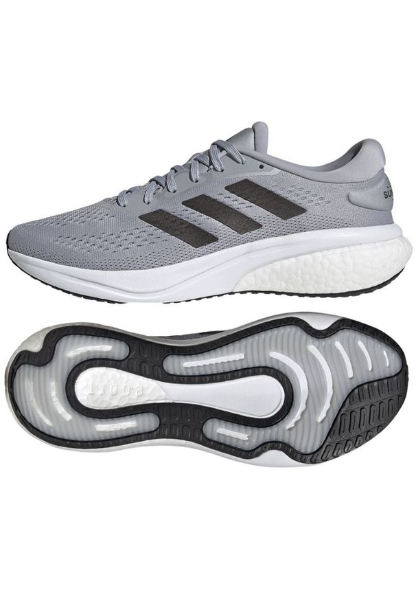 Adidas - Buty do biegania adidas SuperNova 2 M HQ9932 szare. Zapięcie: sznurówki. Kolor: szary. Materiał: tkanina, syntetyk. Szerokość cholewki: normalna