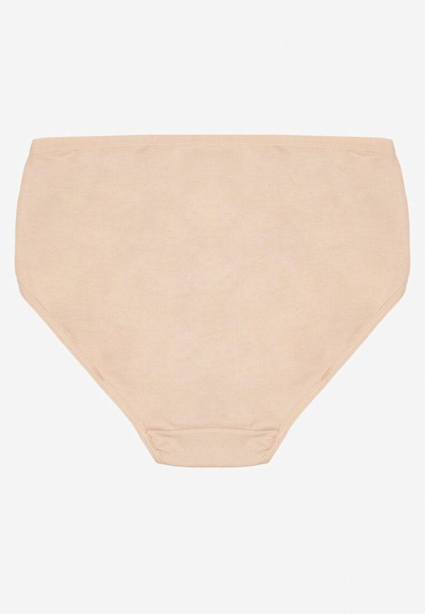 Born2be - Beżowe Gładkie Majtki Figi z Bawełny Idina. Kolekcja: plus size. Kolor: beżowy. Materiał: bawełna. Wzór: gładki