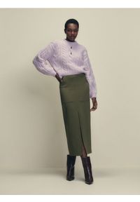 Reserved - Sweter z ozdobnym wycięciem - lawendowy. Kolor: fioletowy. Materiał: dzianina #1