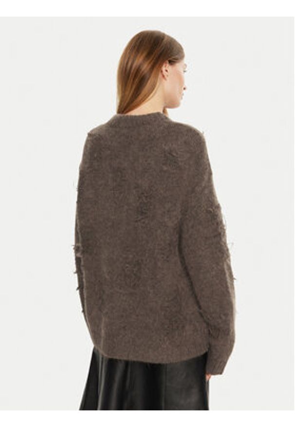 Munthe Sweter Taccu 243160724373 Brązowy Loose Fit. Kolor: brązowy. Materiał: wełna