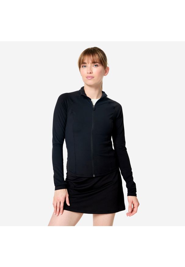 Decathlon - Bluza damska Domyos Gym & Pilates rozpinana. Kolor: czarny. Materiał: materiał, poliamid, elastan. Sport: joga i pilates