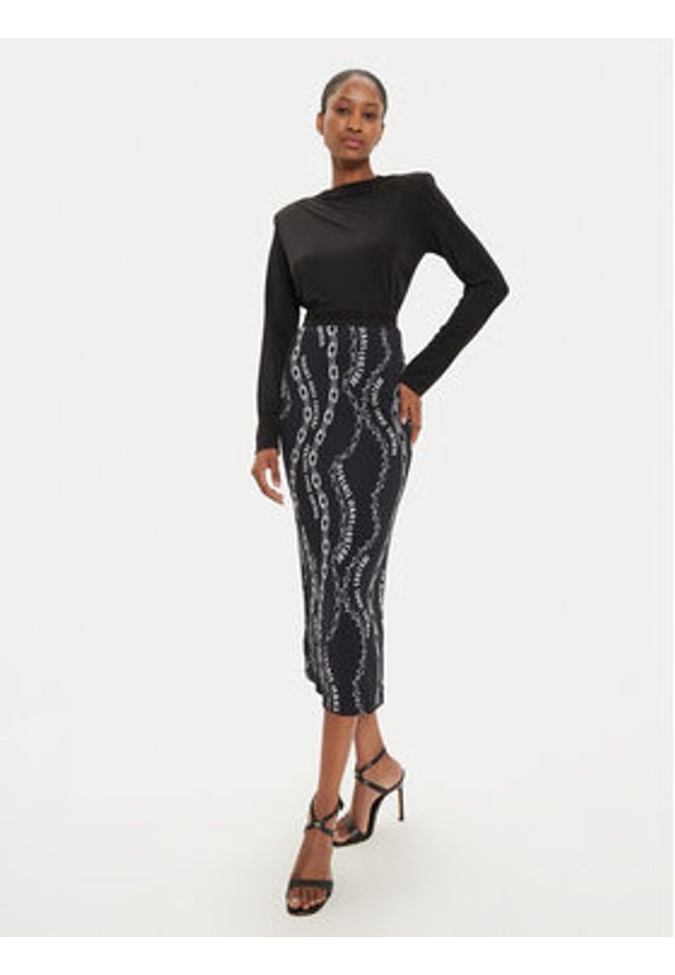 Versace Jeans Couture Spódnica midi 77HAE8B6 Czarny Regular Fit. Kolor: czarny. Materiał: wiskoza
