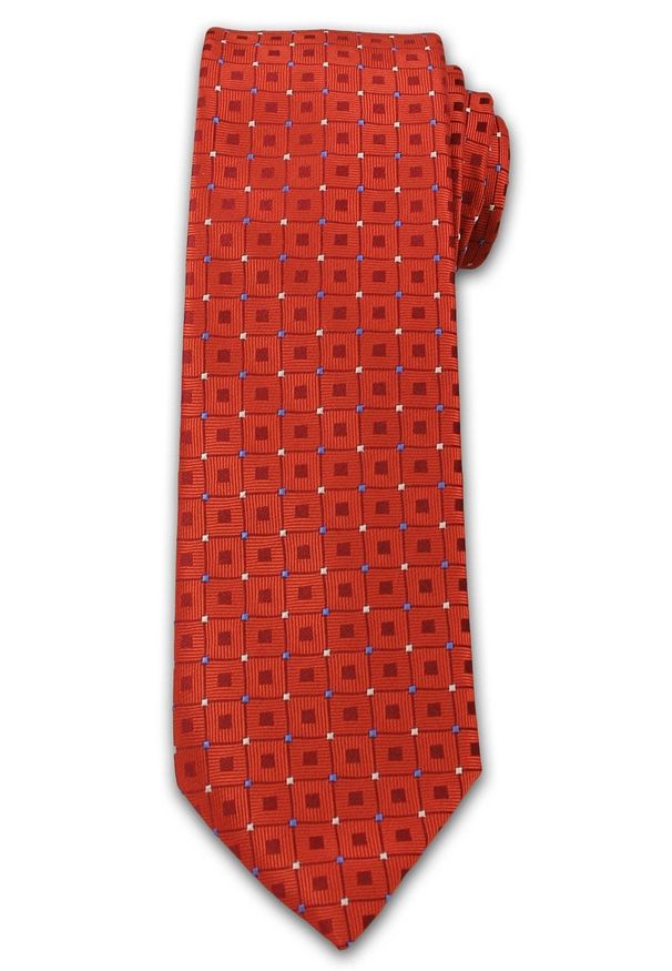Jaskrawy, Męski Krawat w Oryginalny Wzór- Chattier - 6,7 cm - Pomarańczowy. Kolor: pomarańczowy. Materiał: tkanina. Wzór: geometria. Styl: wizytowy, elegancki