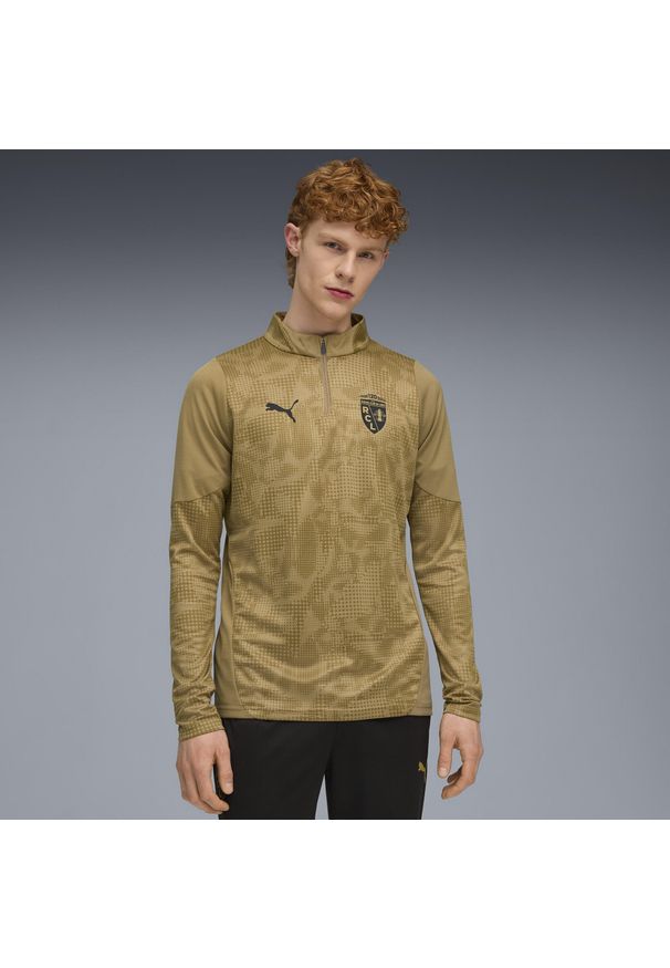 Puma - Męska bluza treningowa z zamkiem 1/4 RC Lens PUMA Matte Gold Black Beige. Kolor: czarny, wielokolorowy, beżowy. Sport: piłka nożna