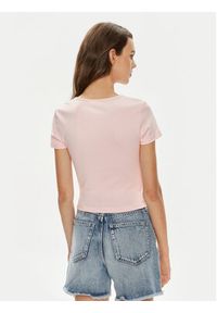 Gina Tricot T-Shirt Basic 17957 Różowy Slim Fit. Kolor: różowy. Materiał: bawełna #5