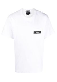 Versace Jeans Couture T-Shirt 76GAHE05 Biały Regular Fit. Kolor: biały. Materiał: bawełna