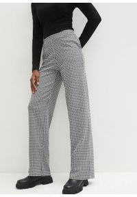 bonprix - Spodnie ze stretchem w pepitkę, wide leg. Kolor: czarny #1