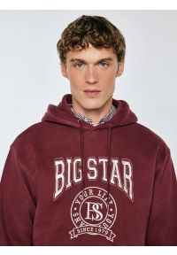 Big-Star - Bluza męska z kapturem z haftem bordowa Adam 604. Typ kołnierza: kaptur. Kolor: czerwony. Materiał: dzianina. Wzór: haft #5