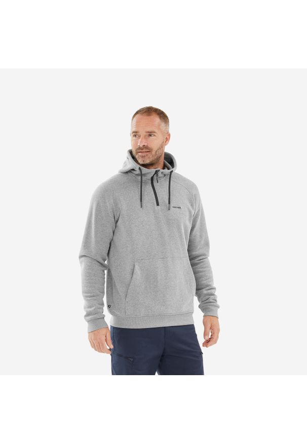 quechua - Bluza turystyczna męska z kapturem Quechua NH150. Typ kołnierza: kaptur. Kolor: szary. Materiał: materiał, bawełna, dzianina, poliester