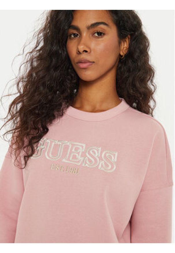 Guess Bluza V4BQ03 KCHX0 Różowy Regular Fit. Kolor: różowy. Materiał: syntetyk, bawełna