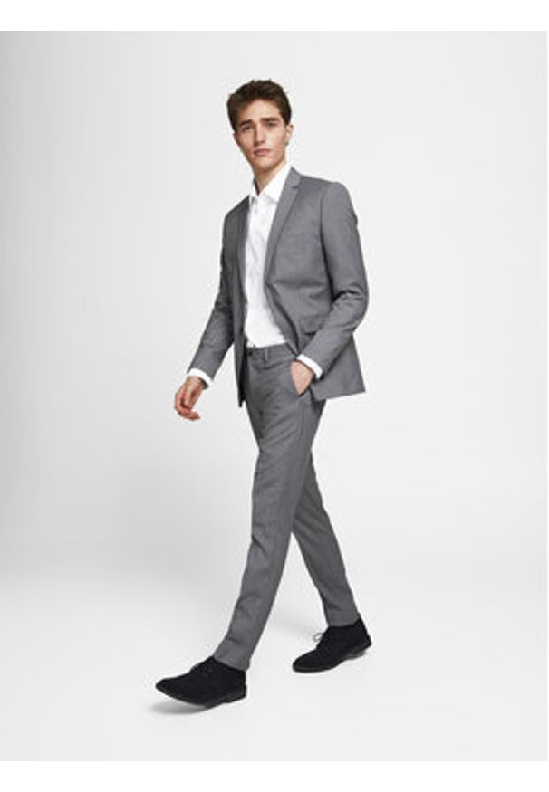 Jack & Jones - Jack&Jones Garnitur Franco 12181339 Szary Super Slim Fit. Kolor: szary. Materiał: syntetyk