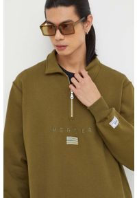 Mercer Amsterdam bluza bawełniana kolor zielony z aplikacją. Kolor: zielony. Materiał: bawełna. Długość: krótkie. Wzór: aplikacja #9