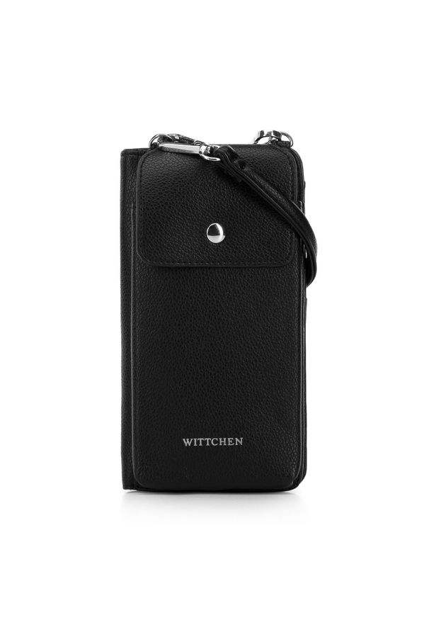 Wittchen - Damski portfel z etui na telefon czarny. Kolor: czarny. Materiał: skóra ekologiczna