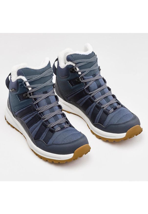 quechua - Buty turystyczne damskie Quechua SH500 Mid wodoodporne. Okazja: na spacer, na co dzień. Kolor: niebieski. Materiał: futro, materiał. Szerokość cholewki: normalna. Sezon: zima. Styl: casual, sportowy