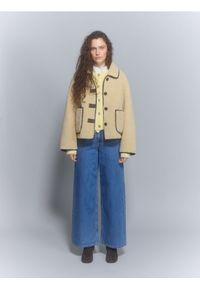 Reserved - Dwustronna kurtka kożuch - kremowy. Kolor: kremowy. Materiał: futro #1