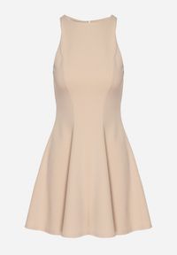 Born2be - Jasnobeżowa Rozkloszowana Sukienka z Wiskozą Milenissa. Okazja: na imprezę, na co dzień. Kolor: beżowy. Materiał: wiskoza. Sezon: lato. Styl: casual, elegancki #7