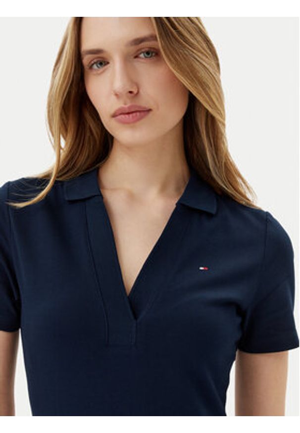 TOMMY HILFIGER - Tommy Hilfiger Sukienka codzienna WW0WW42567 Granatowy Slim Fit. Okazja: na co dzień. Kolor: niebieski. Materiał: bawełna. Typ sukienki: proste. Styl: casual